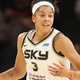 Candace Parker #3 of the Chicago Sky handles the ball against the Phoenix Mercury during the first half of the WNBA game at the Footprint Center on August 31, 2021 in Phoenix, Arizona. (Photo by Christian Petersen/Getty Images)